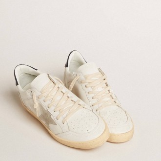 Golden Goose Ball Star Sneakers With Ice-gray Suede Star And Blue Leather Heel Tab GMF00327.F004603.10270