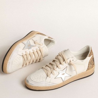 Golden Goose Ball Star Sneakers With Metallic Leather Star And Glitter Heel Tab GWF00117.F004545.10358