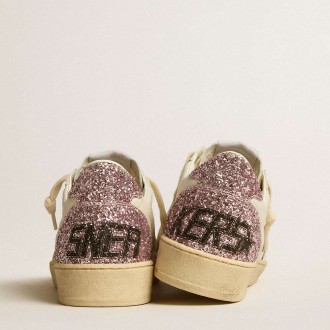 Golden Goose Ball Star Sneakers With Silver Glitter Star And Pink Glitter Heel Tab GWF00117.F005238.80184