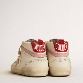 Golden Goose Bio-based Mid Star Sneakers LTD With Gold Leather Star And Pink Flash GWF00122.F005214.11669