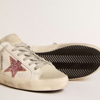 Golden Goose Bio-based Super-Star Sneakers Sabot With Pink Glitter Star And Suede Toe GWF00110.F005887.10386