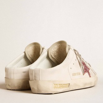 Golden Goose Bio-based Super-Star Sneakers Sabot With Pink Glitter Star And Suede Toe GWF00110.F005887.10386