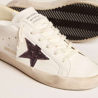 Golden Goose Bio-based Super-Star Sneakers With Red Glitter Star And Leather Heel Tab GWF00102.F005851.82655