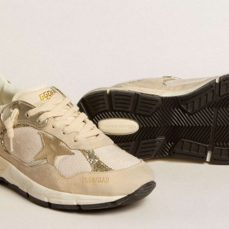 Golden Goose Dad-Star Sneakers In Pearl Mesh And Suede With Platinum Leather Star And Heel Tab GWF00199.F005176.82502