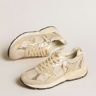 Golden Goose Dad-Star Sneakers In Pearl Mesh And Suede With Platinum Leather Star And Heel Tab GWF00199.F005176.82502