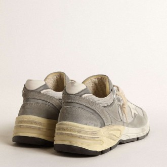 Golden Goose Dad-Star Sneakers In Suede And Silver Mesh With White Leather Star And Heel Tab GWF00558.F004944.60379