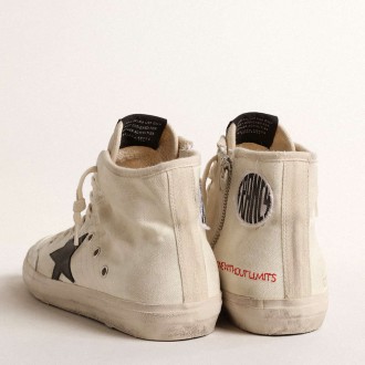 Golden Goose Francy Sneakers Penstar In Canvas With Black Star And Red Stitching GWF00409.F004531.15490