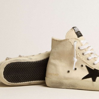 Golden Goose Francy Sneakers Penstar In Canvas With Black Suede Star And Leather Heel Tab GMF00113.F005225.10283