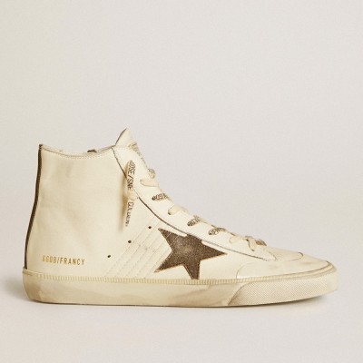 Golden Goose Francy Sneakers Penstar In Nappa With Black Suede Star And Cotton Heel Tab GMF00838.F006614.10349