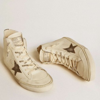 Golden Goose Francy Sneakers Penstar In Nappa With Black Suede Star And Cotton Heel Tab GMF00838.F006614.10349