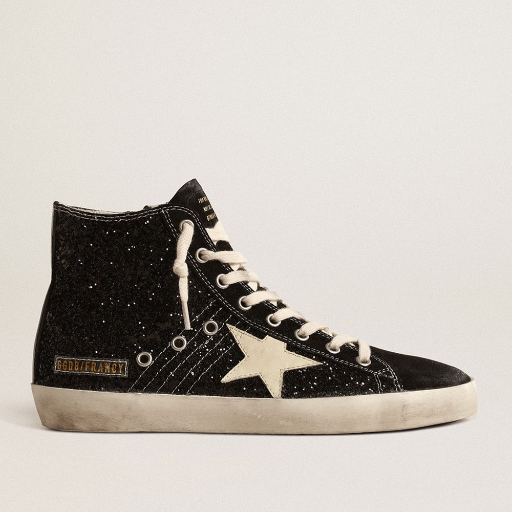 Golden Goose Francy Sneakers Penstar LTD In Glitter With Ivory Star And Black Heel Tab GWF00113.F004558.90232