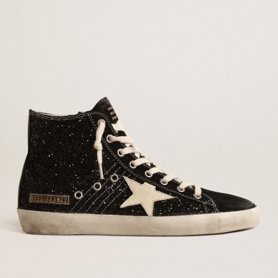 Golden Goose Francy Sneakers Penstar LTD In Glitter With Ivory Star And Black Heel Tab GWF00113.F004558.90232