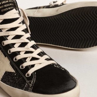 Golden Goose Francy Sneakers Penstar LTD In Glitter With Ivory Star And Black Heel Tab GWF00113.F004558.90232