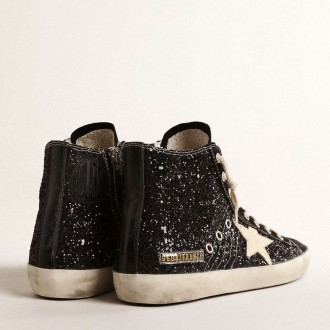 Golden Goose Francy Sneakers Penstar LTD In Glitter With Ivory Star And Black Heel Tab GWF00113.F004558.90232