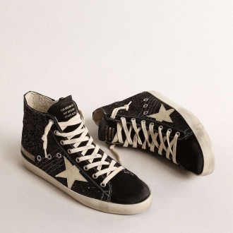 Golden Goose Francy Sneakers Penstar LTD In Glitter With Ivory Star And Black Heel Tab GWF00113.F004558.90232