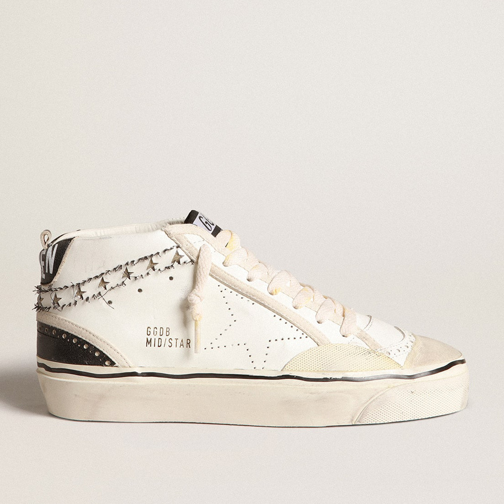 Golden Goose Hi Mid Star Sneakers LAB With Perforated Star And Flash With Cut-out Stars GWF00579.F004637.10283