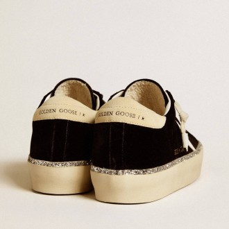 Golden Goose Hi Star Sneakers In Black Velvet With White Leather Star And Suede Heel Tab GWF00118.F006589.90474