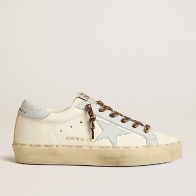 Golden Goose Hi Star Sneakers LTD In Leather With Light Blue Leather Star And Heel Tab GWF00118.F005117.10492