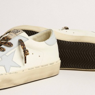 Golden Goose Hi Star Sneakers LTD In Leather With Light Blue Leather Star And Heel Tab GWF00118.F005117.10492