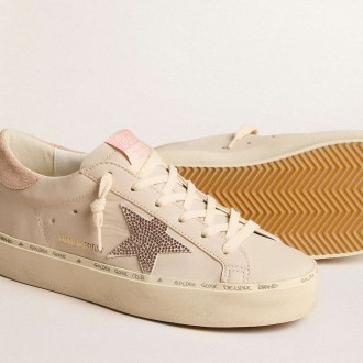 Golden Goose Hi Star Sneakers LTD In Nappa With Suede Star And Pink Swarovski Crystals GWF00118.F005905.60520