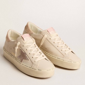 Golden Goose Hi Star Sneakers LTD In Nappa With Suede Star And Pink Swarovski Crystals GWF00118.F005905.60520