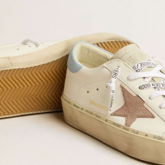 Golden Goose Hi Star Sneakers LTD With Pink Suede Star And Light Blue Leather Heel Tab GWF00118.F005119.11647