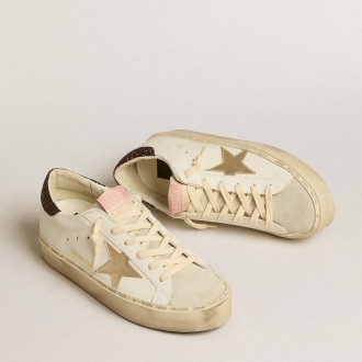 Golden Goose Hi Star Sneakers With Platinum Metallic Leather Star And Glitter Heel Tab GWF00118.F005115.11271