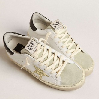 Golden Goose Hi Star Sneakers With Swarovski Crystal Star And Black Heel Tab GWF00118.F004066.10471