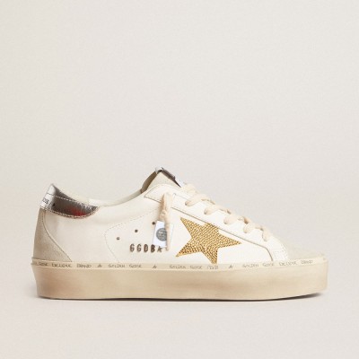 Golden Goose Hi Star Sneakers With Swarovski Crystal Star And Silver Leather Heel Tab GWF00119.F005855.10417