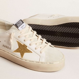 Golden Goose Hi Star Sneakers With Swarovski Crystal Star And Silver Leather Heel Tab GWF00119.F005855.10417