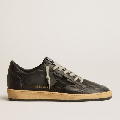 Golden Goose Men's Ball Star Sneakers In Black Nappa With Suede Star And Nappa Heel Tab GMF00117.F005243.90100