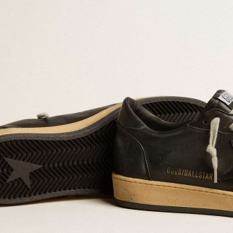 Golden Goose Men's Ball Star Sneakers In Black Nappa With Suede Star And Nappa Heel Tab GMF00117.F005243.90100