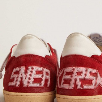 Golden Goose Men's Ball Star Sneakers In Dark Red Suede With White Star And Heel Tab GMF00117.F002588.40410