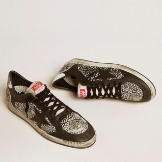 Golden Goose Men's Ball Star Sneakers In Elephant-print Leather With Black Leather Star GMF00327.F006980.80203