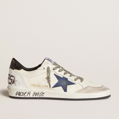 Golden Goose Men's Ball Star Sneakers In Nappa With Leather Star And Metallic Leather Heel Tab GMF00117.F006568.12124