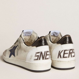 Golden Goose Men's Ball Star Sneakers In Nappa With Leather Star And Metallic Leather Heel Tab GMF00117.F006568.12124