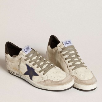 Golden Goose Men's Ball Star Sneakers In Nappa With Leather Star And Metallic Leather Heel Tab GMF00117.F006568.12124