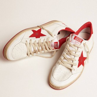 Golden Goose Men's Ball Star Sneakers In White Leather GMF00117.F000325.10275