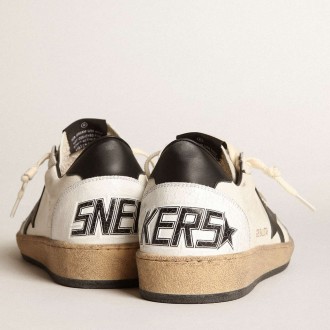 Golden Goose Men's Ball Star Sneakers In White Nappa With Black Star GMF00117.F003771.10283