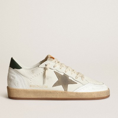 Golden Goose Men's Ball Star Sneakers In White Nappa With Dove Gray Suede Star GMF00117.F003435.11207