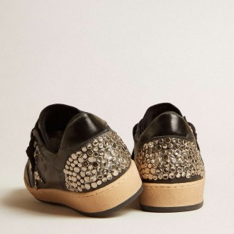 Golden Goose Men's Ball Star Sneakers LAB In Black Nappa With Studded Black Leather Star GMF00117.F004375.90100