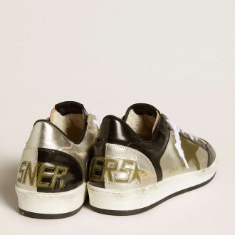 Golden Goose Men's Ball Star Sneakers LAB In Silver Leather With Brown Leather Star And Black Heel Tab GMF00800.F006424.82779