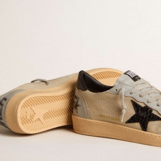 Golden Goose Men's Ball Star Sneakers LTD In Beige Mesh With Croc-print Leather Star And Nappa Inserts GMF00117.F006051.15601