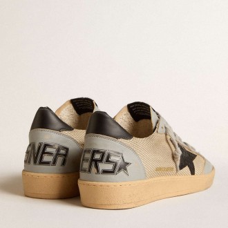 Golden Goose Men's Ball Star Sneakers LTD In Beige Mesh With Croc-print Leather Star And Nappa Inserts GMF00117.F006051.15601