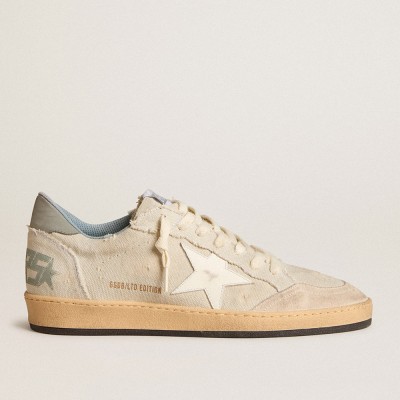 Golden Goose Men's Ball Star Sneakers LTD In Gray Canvas With Leather Star And Nubuck Heel Tab GMF00117.F006027.60437