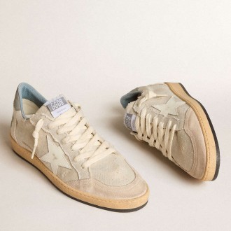 Golden Goose Men's Ball Star Sneakers LTD In Gray Canvas With Leather Star And Nubuck Heel Tab GMF00117.F006027.60437