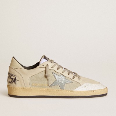 Golden Goose Men's Ball Star Sneakers LTD In Leather And Suede With Crocodile Print Leather Star GMF00327.F006656.82842