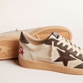 Golden Goose Men's Ball Star Sneakers LTD In Nappa With Brown Star And Gray Leather Heel Tab GMF00117.F006031.60526