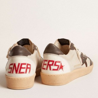 Golden Goose Men's Ball Star Sneakers LTD In Nappa With Brown Star And Gray Leather Heel Tab GMF00117.F006031.60526