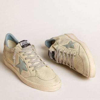 Golden Goose Men's Ball Star Sneakers LTD With Light Blue Plastic Star And Leather Heel Tab GMF00117.F006028.11866